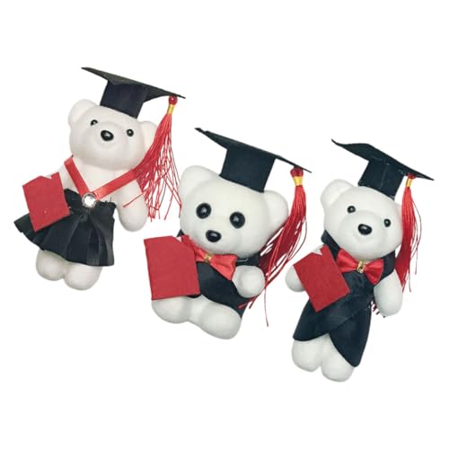 UPKOCH 3 Stück Bärenpuppe Bär Mit Mütze Bär Glückwunsch Grad Tier Abschluss Party Gastgeschenke Krankenschwester Abschluss Bär Grad Tier Puppe Abschluss Blumenstrauß Bär von UPKOCH