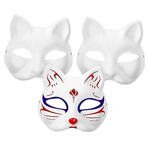 UPKOCH Leere Katzenmasken Katzen Gesichtsmaske Diy Unbemalte Papiermaske Zum Anmalen Für Kindergartenunterricht Halloween Kostümzubehör Cosplay Maske von UPKOCH