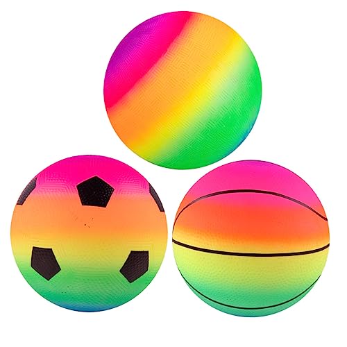 UPKOCH 3 Stücke Regenbogen Pat Ball Fußball Fußball Basketball Korb Ball Kindergarten Sport Basketball Springbälle Basketball PVC von UPKOCH