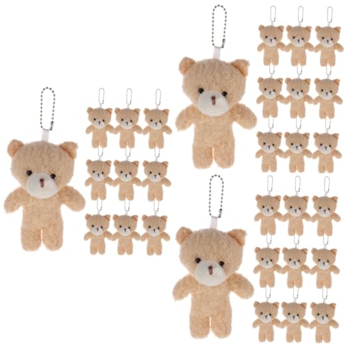 UPKOCH 30 STK Teddybär-Anhänger kleine Bären Masse Mini-Plüschbär Mini-Bären-Dekor Bär Schlüsselanhänger trägt Masse Spielzeug tragen verschleißfestes Bärendekor -Fleece Beige von UPKOCH