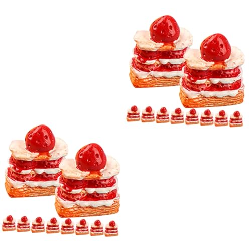 UPKOCH 30 STK Erdbeerkuchenmodell Essensrequisiten Zum Ausstellen Mini-Dessert Miniatur Vorgetäuschter Kuchen Mini- -Dessert-Modell Lebensechter Nachtisch Künstliche Kuchenstücke Harz von UPKOCH