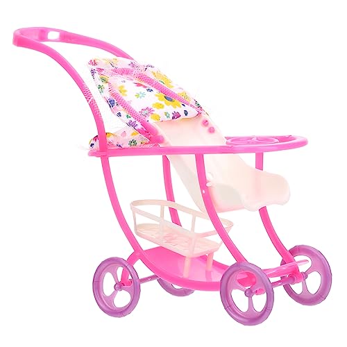 UPKOCH 3Pcs Kinderwagen Kinderwagen Kinderwagen Wagen Rolling Cart Babypuppen Babys Puppen Kinderpuppe Toys Puppen Kinderwagen So Tun Als Plastik Pink von UPKOCH