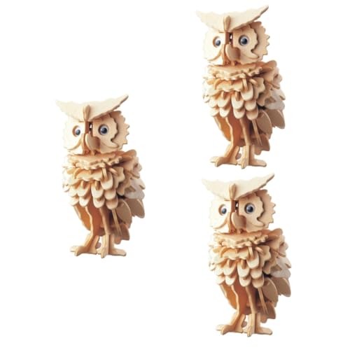 UPKOCH 3St 3D-Rätsel Kinder Puzzle rätselbuch Kinder laubsägen für Kinder tierpuzzle Owl Theme Puzzle rätsel Erwachsene Puzzle für Erwachsene Puzzlematte Spielzeug Puzzles aus Holz Bambus von UPKOCH