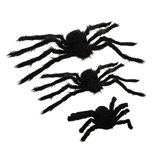 UPKOCH 3St Halloween-Spinne Halloween-Krähen Plüsch Halloween-Skelett gruselig Halloween aussendeko Halloween Indoor-Outdoor-Spinnendekor Halloween-Dekorationen Black von UPKOCH