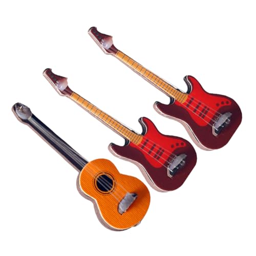 UPKOCH 3St Klassische Gitarre Miniatur-Puppenhaus-Bausatz Gitarrenfiguren Wohnkultur Puppenmöbel für kinderspielzeug Mini-Hausgitarre Kunstverzierung hölzern Yellow von UPKOCH