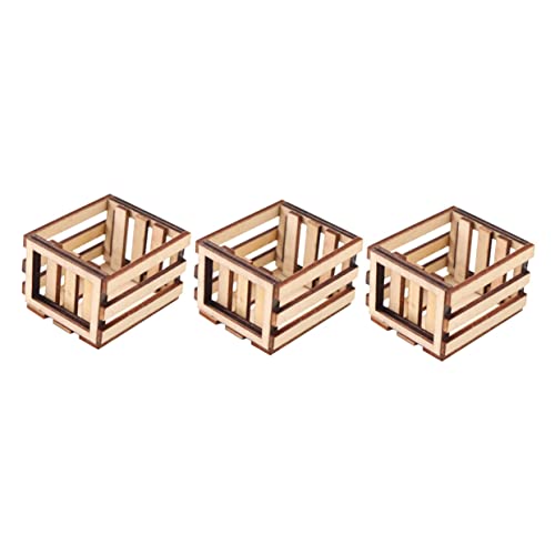 UPKOCH 3St Miniaturen mit Holzrahmen kühlkorb einkaufskorb Storage Baskets Miniature House wohnaccessoires Miniatures Weidenkorb Körbe Mini-Modell-Schmuck Mini-Möbelmodell hölzern von UPKOCH