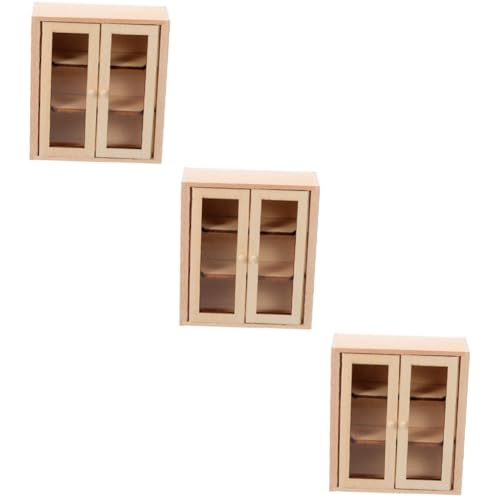 UPKOCH 3St Puppenhausmöbel kleine Garderobe Schrank klein Kleine Schrank Puppenstube Miniaturküche Mini-Hausbedarf Mini- -Bücherregal aus Holz Mini-Hausmöbel Möbelmodelle hölzern von UPKOCH