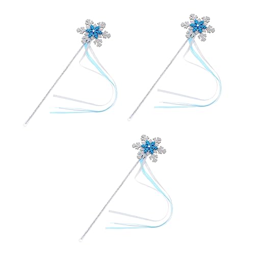 UPKOCH 3St Schnee Zauberstab Mädchen Kleinkindspielzeug Puppe Tutu Kleinkind Fairy Wand Halloween mitbringsel Kindergeburtstag Kostüm-Requisite Engel Fee Stock Kunststoff Blue von UPKOCH