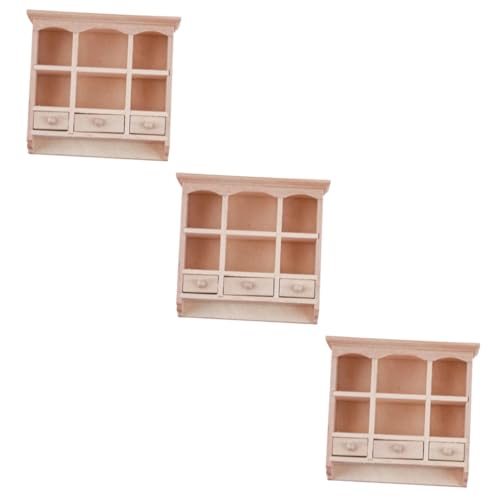 UPKOCH 3St Minischrank puppenstubenmöbel Dollhouse Furniture Kleiner Wandschrank Möbelwandschränke DIY Ornament minikühlschrank kleine Möbel Miniatur Dekorationen Kabinett Statue Hölzern von UPKOCH