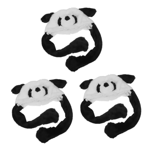 UPKOCH 3st Kuscheltier Hut Kopfschmuck Baustützen Hutschachtel Kopfbedeckung in Panda-form Dekorativer Panda-hut Lustiger Partyhut Cartoon-hut-requisite Cartoon-panda-hut Kurzplüsch von UPKOCH