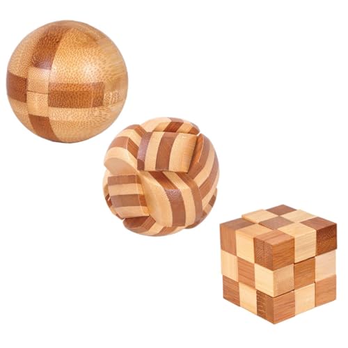 UPKOCH 3st Luban-Schloss Fußball-rätsel Puzzlespiel Für Erwachsene Kinderpuzzle Intellektuelles Puzzle-Spielzeug Klassisches Knotenspielzeug Light Brown Bambus von UPKOCH