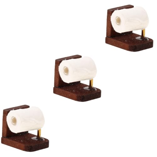 UPKOCH 3st Mini-rollpapier Miniatur-papierhandtuch Miniatur-szenenmodell Mini-toilettenpapier Puppenhaus-szenenmodell Miniatur-badezimmeraccessoire Miniatur-zubehör Hölzern Coffee von UPKOCH