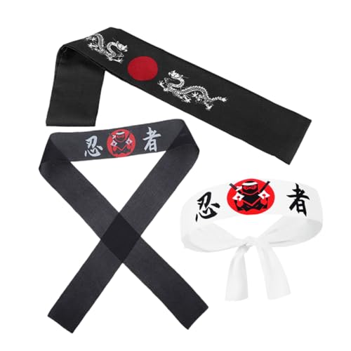 UPKOCH 3st Ninja-stirnband Koch-stirnband Sushi-hut -hut Sushi-koch-bandana Karate-stirnband Sushi-party-dekorationen Japanische Hüte -stirnband Sushi-zubehör Polyester von UPKOCH