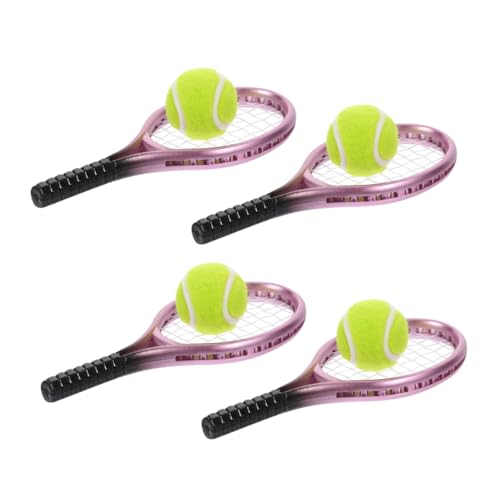 UPKOCH 4 Sets Mini-tennisschläger Spielzeug Puppenhaus- Sportausrüstung Miniatur-tennisschläger-Set Für Jungen Und Mädchen von UPKOCH