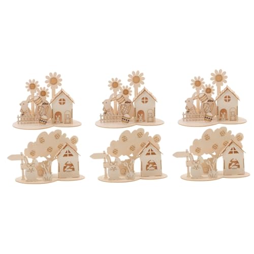 UPKOCH 4 Sätze Osterschmuck Aus Holz Pädagogisches Puzzlespielzeug Dekoration Puzzlekleber Spielzeuge Puzzle Sortierschalen Holzpuzzles Für Kleinkinder Lernpuzzlespielzeug Hölzern Khaki von UPKOCH