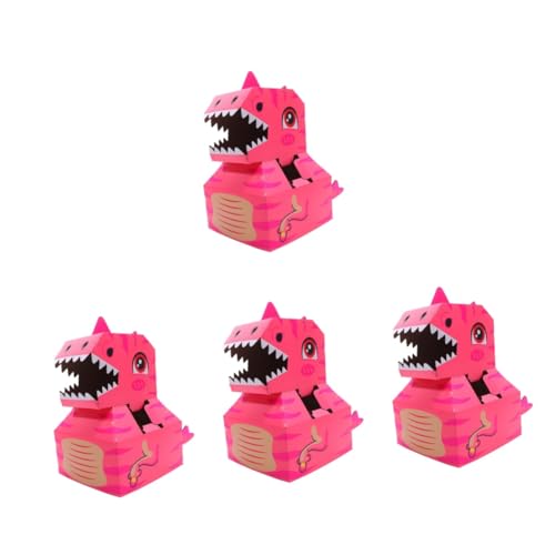 UPKOCH 4 Sätze tragbarer Karton Pappschieber Kinderhäuser aus Pappe Spielzeug für Kinder kinderspielzeug tragbare DIY-Spielzeug-Dinosaurier tragbare Dinosaurier aus Papierkarton Rosa von UPKOCH