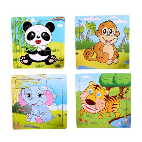 UPKOCH 4 Stück 9 1 Tier Puzzle Aus Holz Für Kleinkinder Buntes Pädagogisches Mit Elefant Tiger Panda Und Ideales Sensorisches Lernspielzeug Für Vorschulkinder Und Babys von UPKOCH