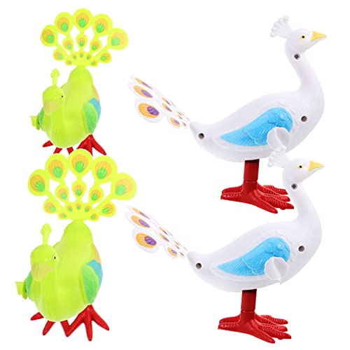 UPKOCH 4 Stück Aufziehspielzeug Pfau Pfau-Statue Pfauenfigur Aufziehvogel Laufspielzeug Aufziehen Spielzeuge Mit Springenden Tieren Uhrwerkspielzeug Für Kinder Uhrwerk-tierspielzeug Abs von UPKOCH