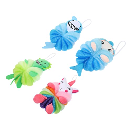 UPKOCH 4 Stück Badekugel Für Kinder Mesh-badekugeln Geschmeidige Badekugeln Mesh-dusche Badekugeln Für Kinder Body Scrubber-Ball Hautwäscher Für Die Dusche Cartoon-badeblumen Sport von UPKOCH