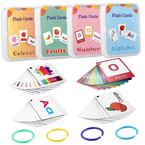 UPKOCH 4 Stück Englisch Lernen Karteikarte Phonik-Spiele Zahlenkarteikarten Zahlen-Flash-Karten Alphabet-Flash-Karten Phonetik-Flash-Karten Karteikarten Lernen 300 g Beschichtetes Papier von UPKOCH