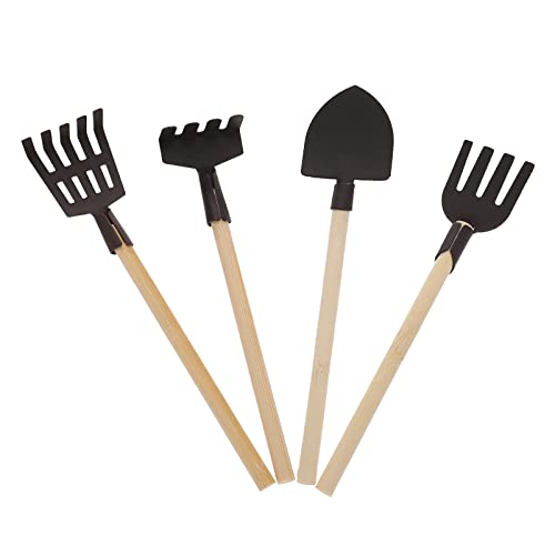 UPKOCH 4 Stück Gartengeräte gartenwerkzeug gartenwerkzeuge Gartenwerkzeug-Set Mini-Gartenwerkzeug Gartenwerkzeug für Pflanzendekoration Schaufel Mini-Schaufeln Holz Black von UPKOCH