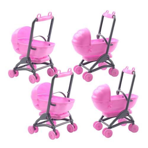 UPKOCH 4 Stück Kinderwagen Spielzeug Kinderwagen Für Puppen Puppe Babyauto Spielzeug Kinderwagenspielzeug Puppenwagen Modell Möbel Für Puppenwagen Puppenwagen Rosa Plastik von UPKOCH