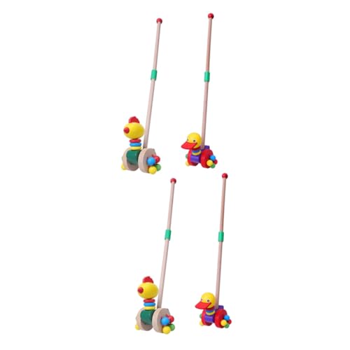 UPKOCH 4 Stück Lauflernhilfe Spielzeuge Spielzeug Trolley-Spielzeug Für Kinder Lauflernwagen Für Babys Wagen Aus Holz Schiebespielzeug Hölzern von UPKOCH