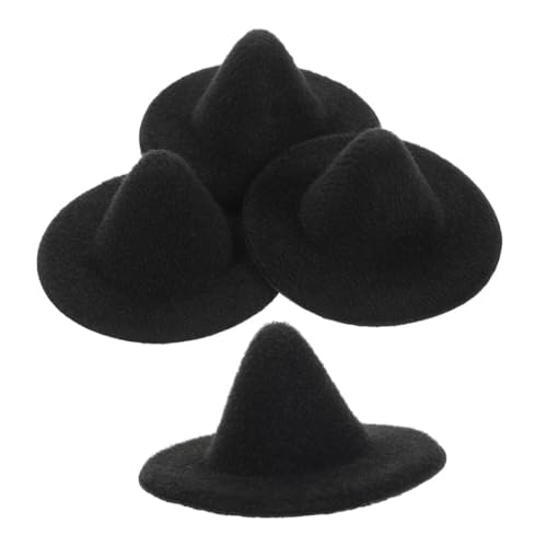 UPKOCH 4 Stück Mini-zaubererhut Windeln Puppenbastelhüte Zubehör Für Babypuppen Wiedergeborene Babypuppen Babypuppenkleidung Mädchen Babymützen Miniatur Mini-hexenhüte Black Eva von UPKOCH