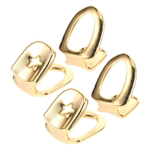 UPKOCH 4 Stück Prothesenzubehör dekorativer Zahnschmuck Hip-Hop-Zahnspangen Cosplay-Requisiten Grillzähne für Rapper Cosplay-Grill-Hip-Hop-Stil Hip-Hop-Zubehör Grillzubehör Kupfer Golden von UPKOCH