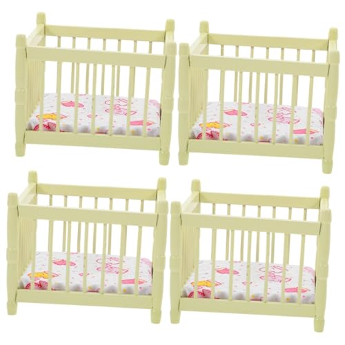 UPKOCH 4 Stück Puppenhaus Krippe Mini-Kinderbett Babypuppenbett Miniaturbettmodell Mini-hausmöbel Puppenhauszubehör Puppenhaus Babybett Minibett Für Puppen Mini-hausschmuck Pp-Baumwolle von UPKOCH