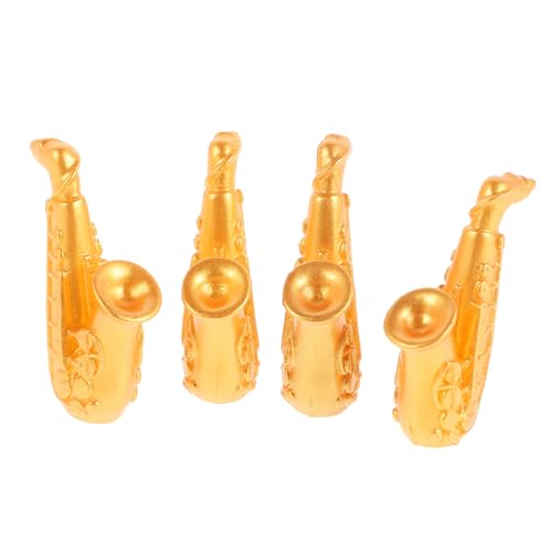 UPKOCH 4 Stück Puppenhaus-Saxophon- Saxophonmodell Dekoratives Kinderspielzeug Simulationsinstrument Ornament Kleines Saxophon- Kleines Simuliertes Saxophon Golden Harz von UPKOCH