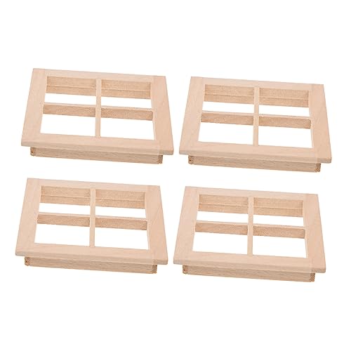 UPKOCH 4 Stück Puppenhausdekoration Miniaturen Figur Auto Bausatz Mini-fensterrahmenmodell Mini- -fensterrahmen Puppenhaus-Layout- Puppenhauslieferungen Holz von UPKOCH