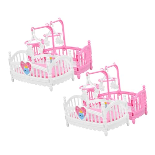 UPKOCH 4 Stück Puppenhausmöbel Mini-Kinderbett Minibett Miniaturmöbel Mini-verzierung Puppenhauszubehör Mini- -krippen-dekor Mini-möbel Mini- -puppenbett Puppe Mini-krippe Abs von UPKOCH