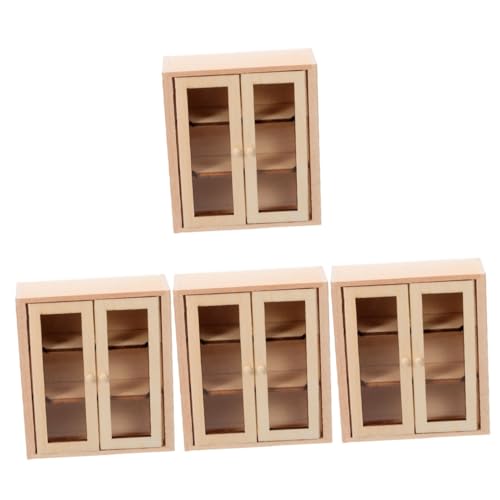 UPKOCH 4 Stück Puppenhausmöbel Simulation Mini-Schrank Mini- Holzschrank Mini-aufbewahrungsschrank Miniaturmöbel Mini-hausschmuck Modell Eines Bücherregals Aus Holz Hölzern von UPKOCH