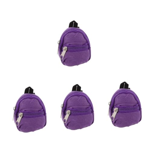 UPKOCH 4 Stück Puppenrucksack Mini-rucksäcke Mini-Rucksack Für Puppen Mini-Rucksack-schlüsselanhänger Puppenreisetasche Decora- Mini-Rucksack-Spielzeug Mini-Schultasche Stoff Violett von UPKOCH