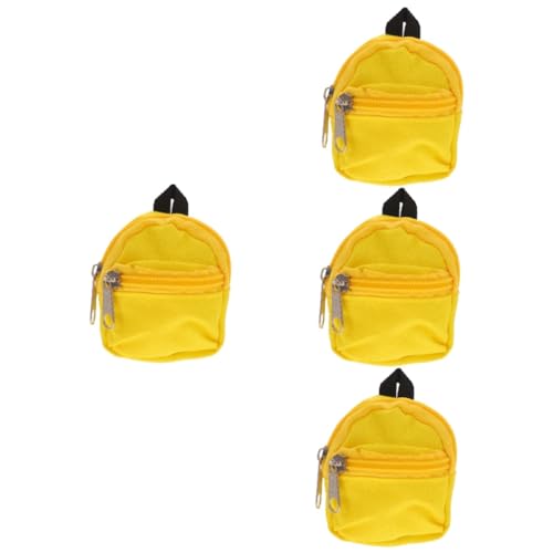 UPKOCH 4 Stück Puppenrucksack Umhängetasche Damen Kleiner Rucksack für Puppe Mädchen Puppen Schulranzen Rucksack für Puppen Spielzeug Mini-Hausversorgung Mini- -Dekor Polyester Yellow von UPKOCH