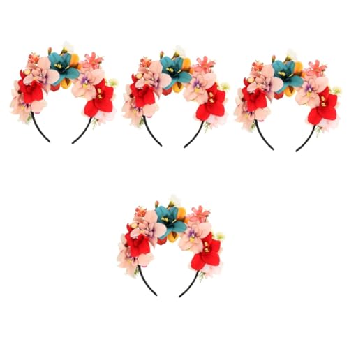 UPKOCH 4 Stück Stirnband Aus Künstlichen Blumen Fiesta-stirnbänder Für Frauen Floraler Kopfschmuck Mexikanisches Kleid Für Frauen Boho Blumenkopfschmuck Simulationsblumen-haarband Stoff von UPKOCH