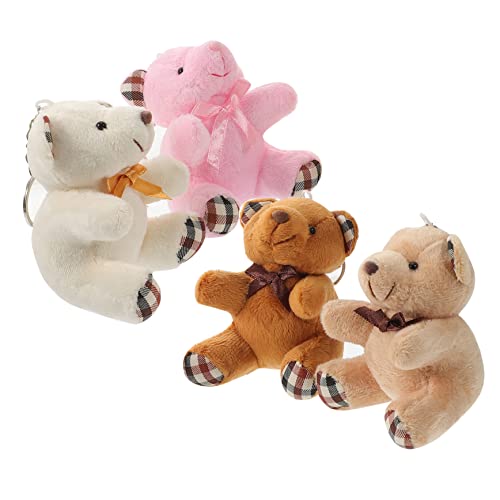 UPKOCH 4 Stück Teddybär-Anhänger Stofftier Schlüsselanhänger Plüschbär Schlüsselanhänger Plüschbär Schlüsselring tragen Hase Plüsch Schlüsselanhänger dekorativer Taschenanhänger von UPKOCH