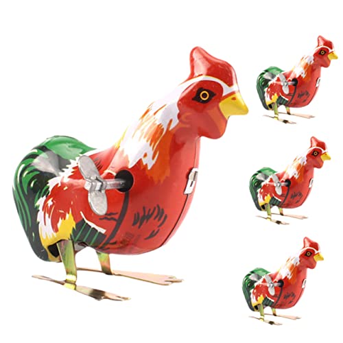 UPKOCH 4 Stück Uhrwerk-hüpfendes Huhn Hahnfigur Uhrwerk Tierspielzeug kinderspielzeug Kinder Spielzeuge Kleinkind Spielzeug Laufendes Spielzeug aufziehen Aufzieh Spielzeug Eisen von UPKOCH