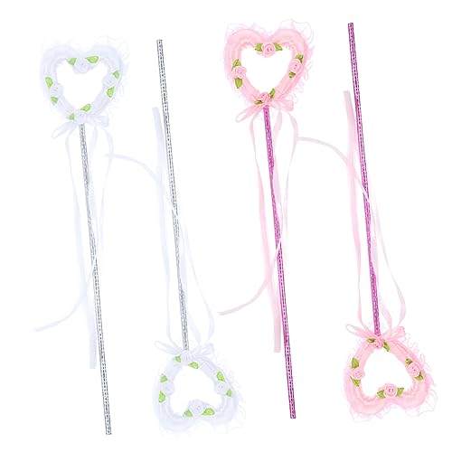 UPKOCH 4 Stück Zauberstab Feenstab Fairy Wand + laufstall Ruthe kindercroks Toy Sternenstab Zauberstäbe für Gartenfeen Glitzer Zauberstab herzförmiger Feenstab Stoff von UPKOCH