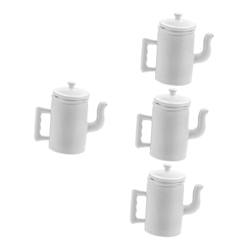 UPKOCH 4 Stück puppenhaus wasserkocher Mini-Wasserkocher Mini-Kaffeekannen kaffeekännchen Coffee Pot Micro Mini-Kaffeekanne-Requisite für Puppenhaus Mini-Modell Wassertopf Legierung Weiß von UPKOCH