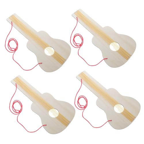 UPKOCH 4 Teilige DIY Holzgitarren Bastelsets Für Zum Malen Und Dekorieren Von Projekten Im Kindergarten Unvollendete Holzgitarrenformen von UPKOCH