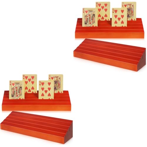 UPKOCH 4-Teiliges Kartendeck-Ständer-Set 4 Steckplätze Hölzerne Kartenhalter Für Spielkarten Spieltisch Spielkarten-Tablett-Racks Für Familienkarten Spieleabende Partyzubehör von UPKOCH