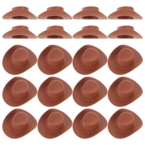 UPKOCH 40st Mini-cowboyhut Cowboyhut-Aufkleber Kleine Cowboyhüte Zum Basteln Cowgirl-Stiefel Partyhut Hut- Strohhut Mini-hüte Basteln Mini-Stiefel Hut Glitzern Miniatur Brown Plastik von UPKOCH