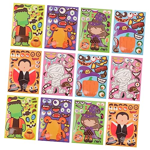 UPKOCH 48 Blatt Halloween Aufkleber Kürbis Aufkleber Halloween Bastelaufkleber Puzzle Aufkleber Streukinder Aufkleber Dekor Halloween Bastelaufkleber Beschichtetes Papier von UPKOCH