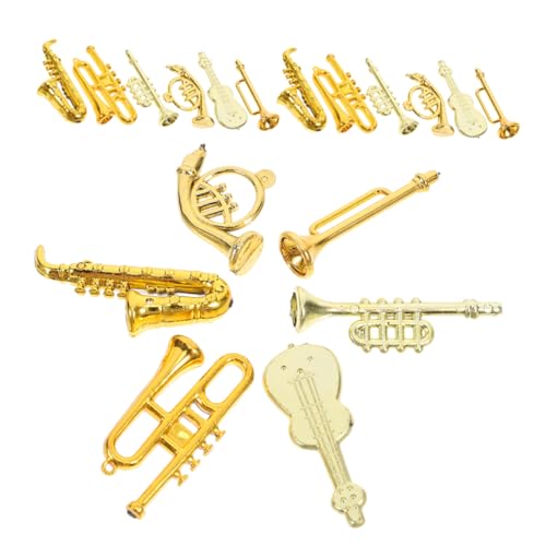 UPKOCH 48 STK Mini-Trompete Musikalisches Ornament Instrumentendekoration Kleine und tragbare Ornamente für Musikinstrumente Miniatur-Musikinstrument Mini-Klarinette Plastik Golden von UPKOCH