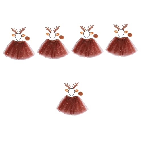 UPKOCH 5 Sätze Geweih-Stirnband-Set Hirsch Cosplay Kostüm Rentiergeweih Stirnband tier ohren haarreif Tierparty-Kostümzubehör Tier-Cosplay-Kostüm für Mädchen PP-Baumwolle Brown von UPKOCH