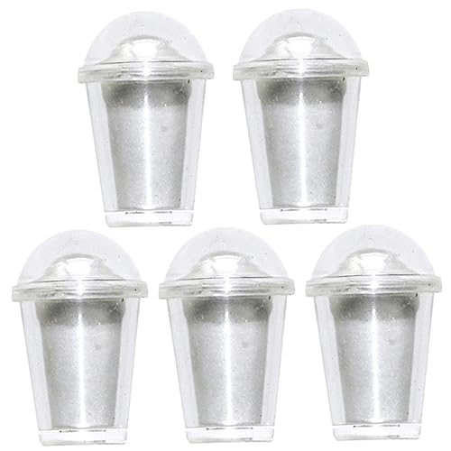 UPKOCH 5 Sätze Mini-Milchteetasse Bausätze Mini-Korbkorb Halbmond Weidenkorb mit Deckel Einheit süße Sticker Miniatures Miniaturbecher für Desserts Mini-Charms Harz Weiß Wiederverwendbar von UPKOCH