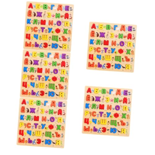 UPKOCH 5 Sätze Russisches Rätsel Puzzle für Kinder Russisches Buchstabenrätsel Lernpuzzle für Kleinkinder Alphabet-Puzzle-Brett Kinderspielzeug Holzpuzzle Lernen kinderpuzzle aus Holz von UPKOCH