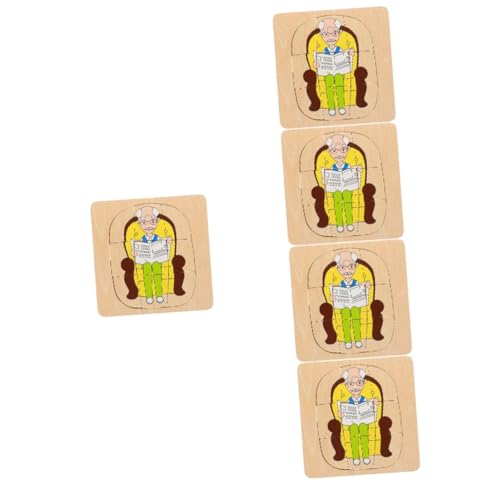 UPKOCH 5 Sätze Tier- Und Pflanzenpuzzle Kinderspielzeug Aus Holz Puzzle-Brett Rätsel Spielzeug Cartoon-Puzzle-Spielzeug Steckpuzzle Aus Holz Entwicklungsspielzeug Für Babys Hölzern von UPKOCH